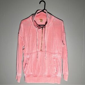 Tangerine | Women’s Pink Half Zip Pullover Sweatshirt Athletic Top | Size Small